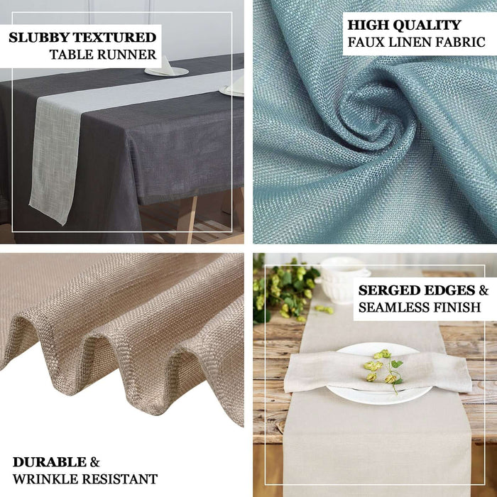 High-quality faux linen table runner, durable and wrinkle-resistant.
