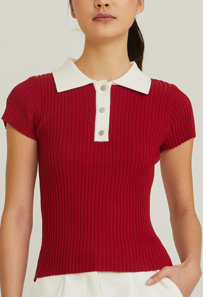 Fitted Contrast Collar Polo Tee