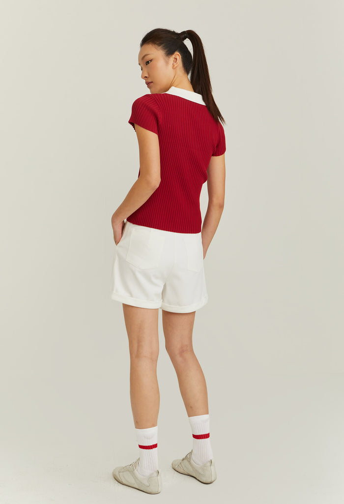 Fitted Contrast Collar Polo Tee