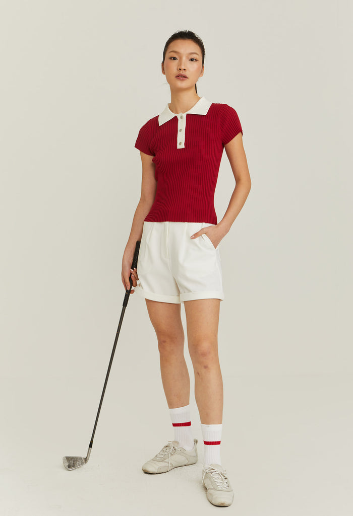Fitted Contrast Collar Polo Tee
