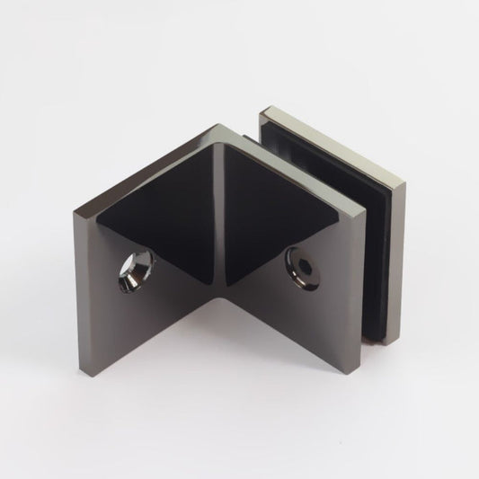 FORGE SHOWER SCREEN SQUARE BRACKET - GLASS TO WALL - 90 Degrees - POLISHED GUNMETAL - Image 1