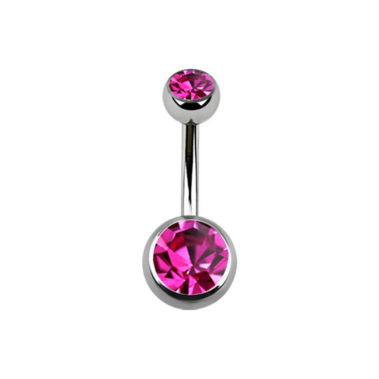 Surgical Steel Fuchsia Navel Bar 8mm / Surgical Steel / Fuchsia Navel Bar