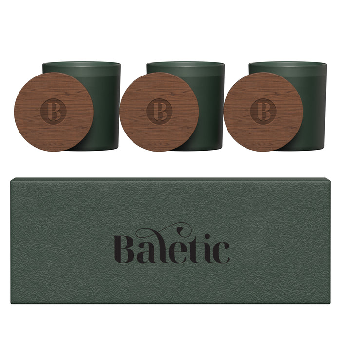 GLASS CANDLE 3-PACK WITH ACACIA WOOD LIDS