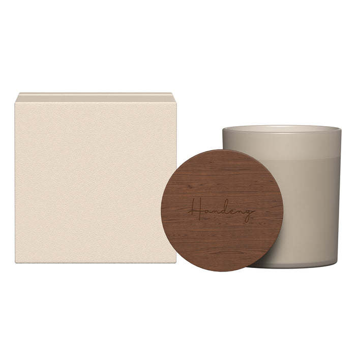 GLASS CANDLE WITH ACACIA WOOD LID