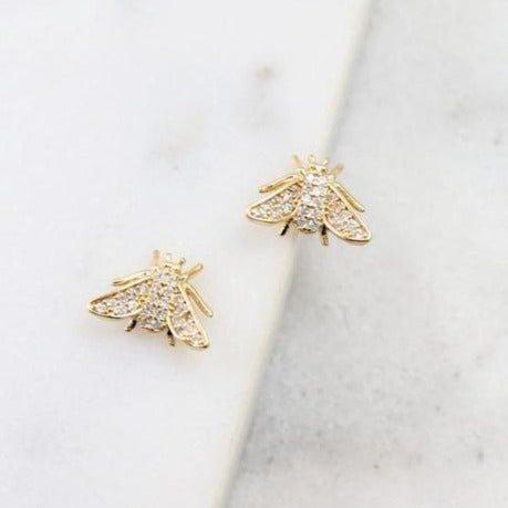 Gold Bee Stud Earrings