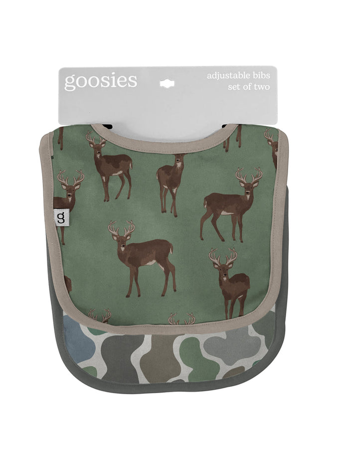 deer and camo baby bibs