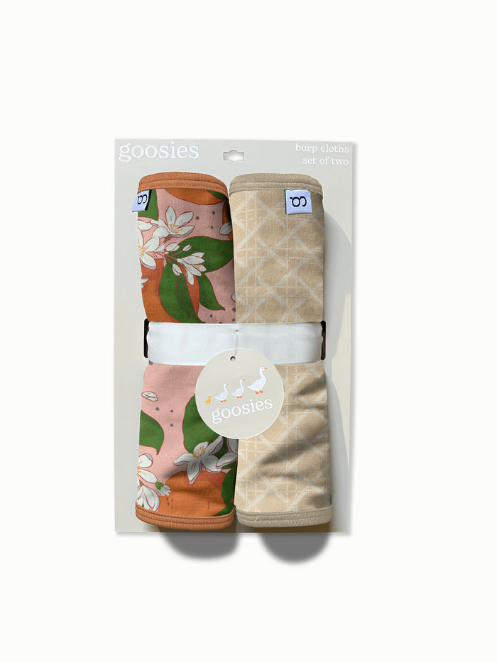 burp cloth set with oranges