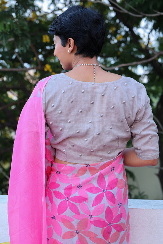 Grey kota embroidered blouse