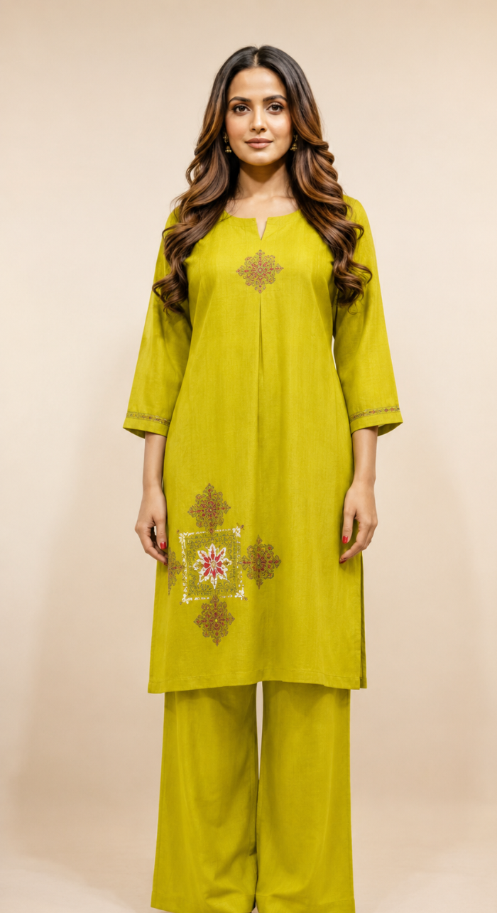 Gul Virasat Mehndi green kurta with pant