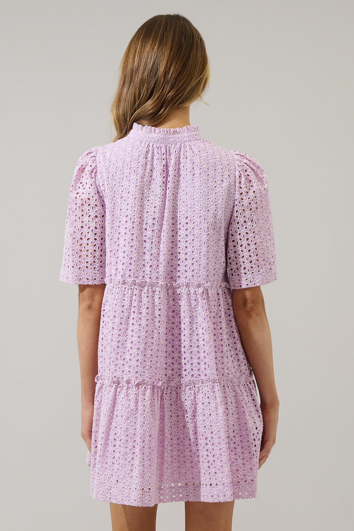 Hadi Eyelet Dixie Split Neck Shift Dress