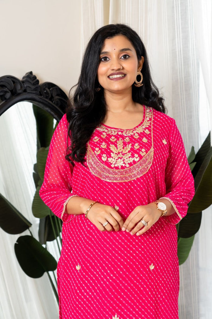 Handwork Pink Mothra Kurti