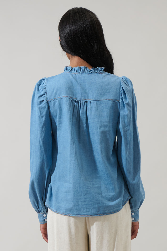 Haysville Denim Laye Button Down Top