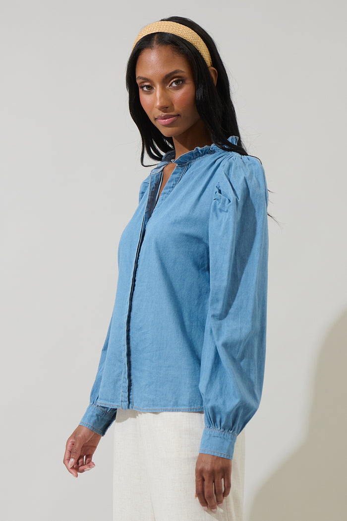 Haysville Denim Laye Button Down Top