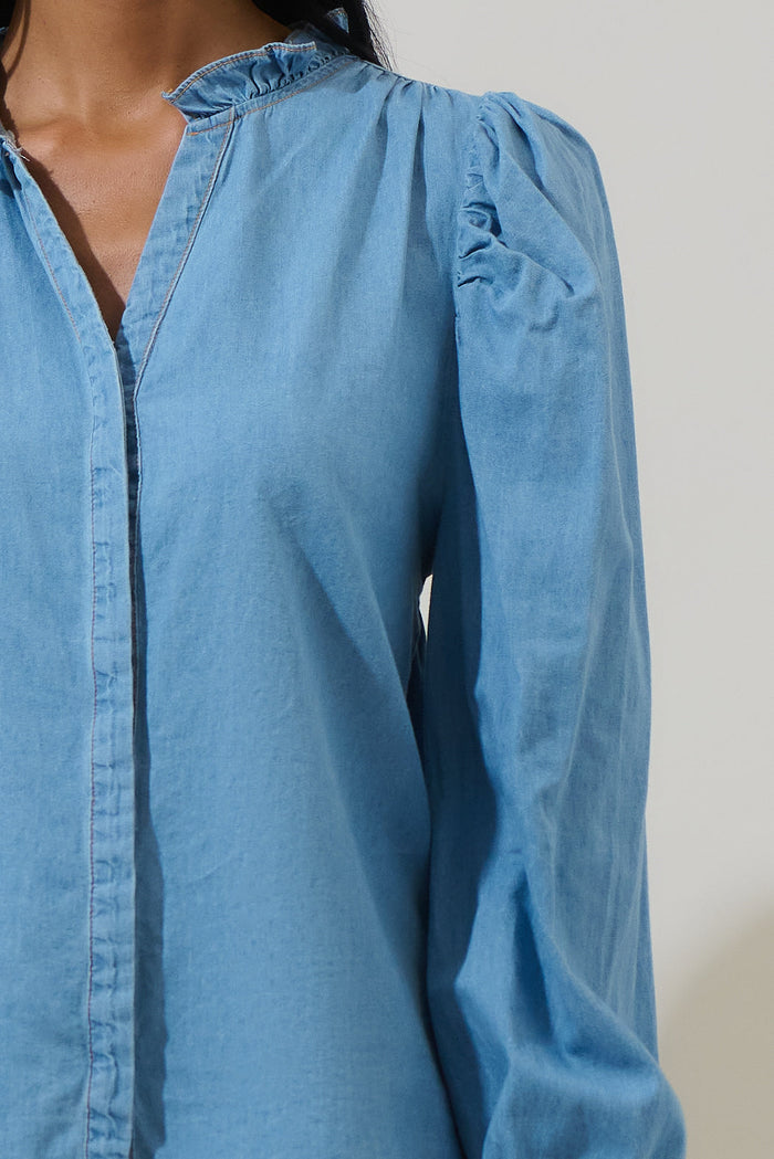 Haysville Denim Laye Button Down Top