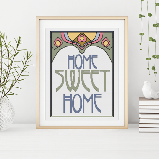 Home Sweet Home Art Deco Cross Stitch Pattern by Peppermint Purple