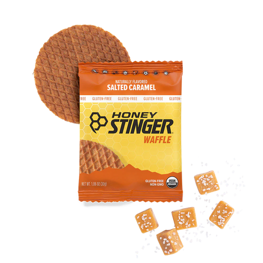 A product picture of the Honey Stinger Salted Caramel Waffles (Gluten Free)