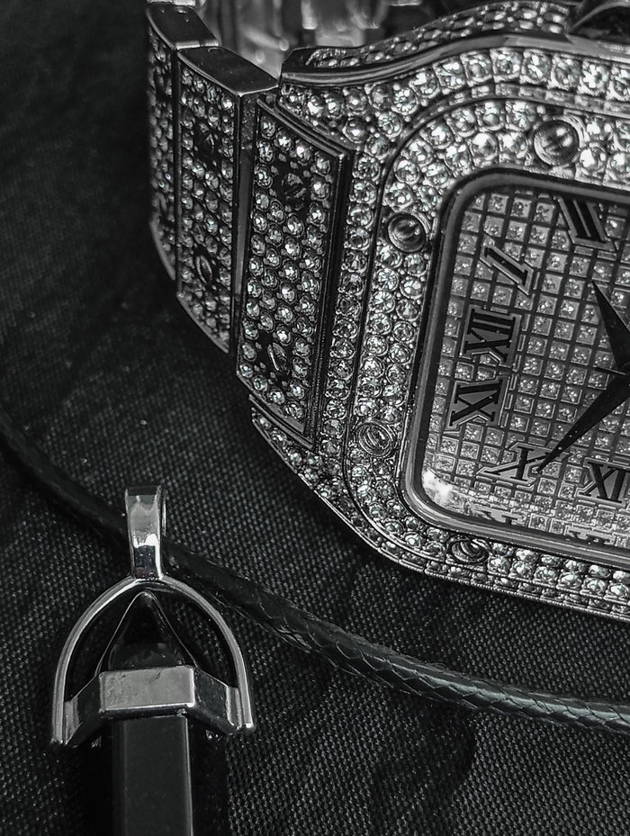 Iced Out Men Watch Luxury Diamond Square Roman Dial+Luxuary Locket