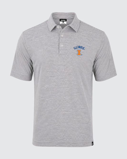 Illinois Arch Over Logo Stripe Polo