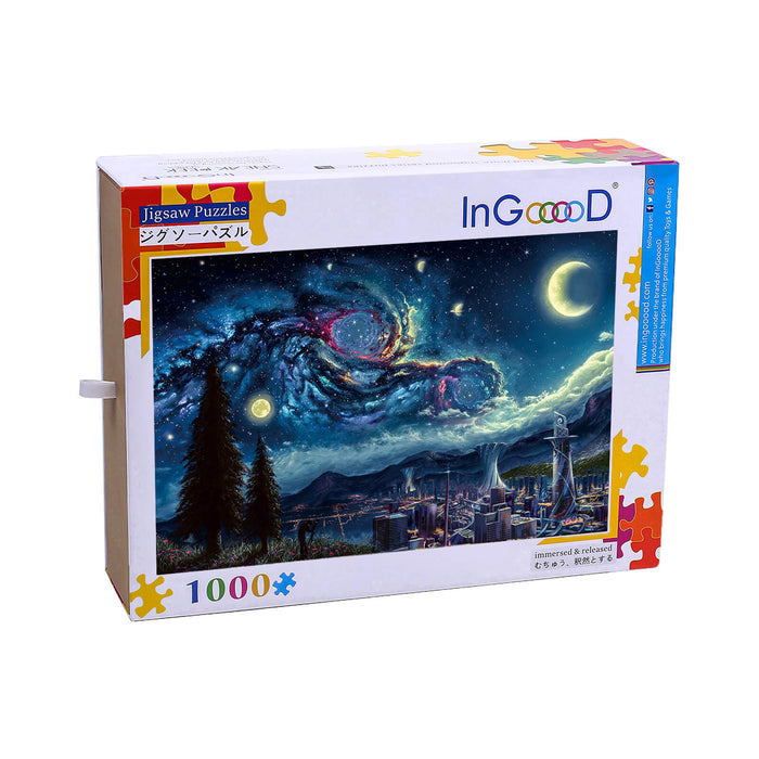 Ingooood Wooden Jigsaw Puzzle 1000 Piece - Starry Night - Ingooood jigsaw puzzle 1000 piece