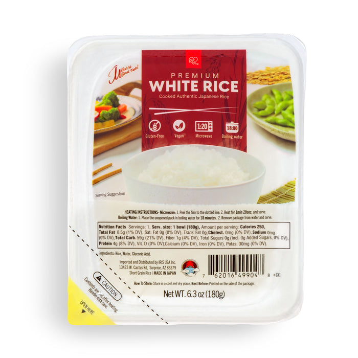 IRIS USA Instant Microwavable White Rice, Gluten Free Vegan, 6Pk - IRIS USA