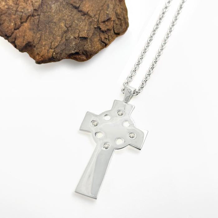 Irish High Cross with White Cubic Zirconias