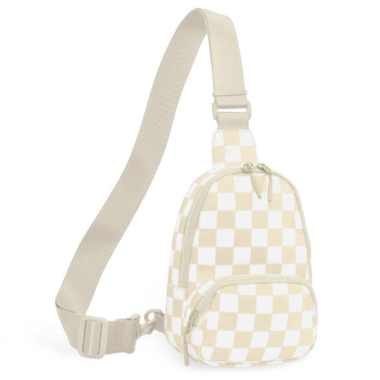 Ivory Small Checkered Sling Fanny Pack