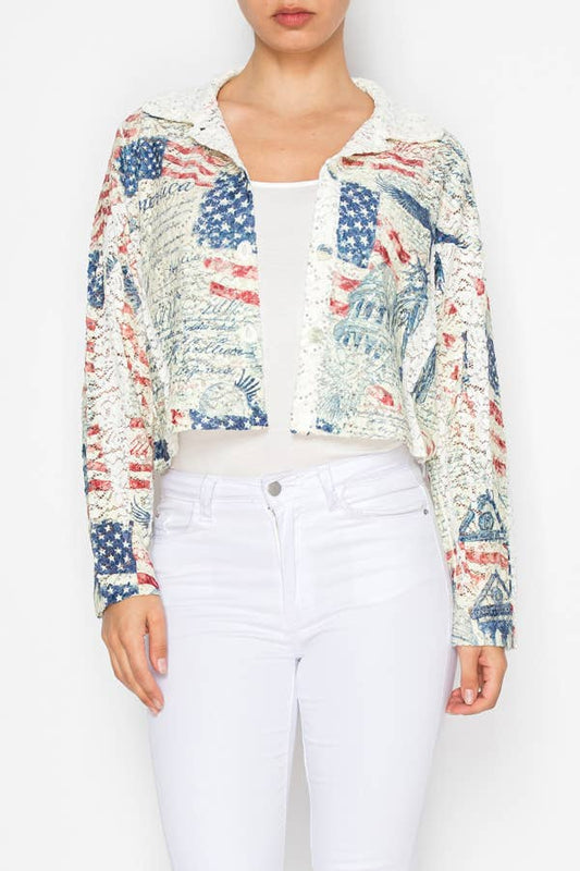 Jacket Cropped Sequin Embellished Button-Up