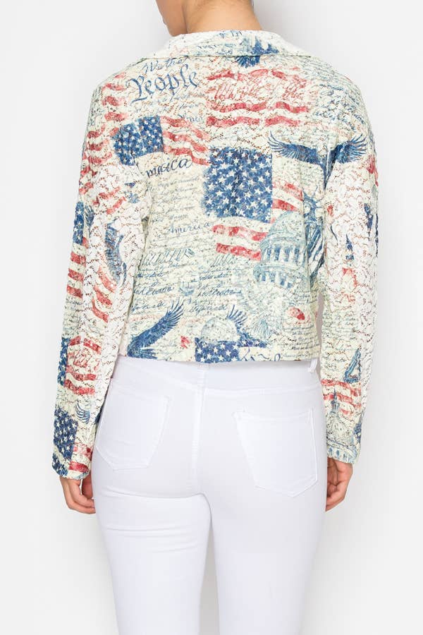 Jacket Cropped Sequin Embellished Button-Up