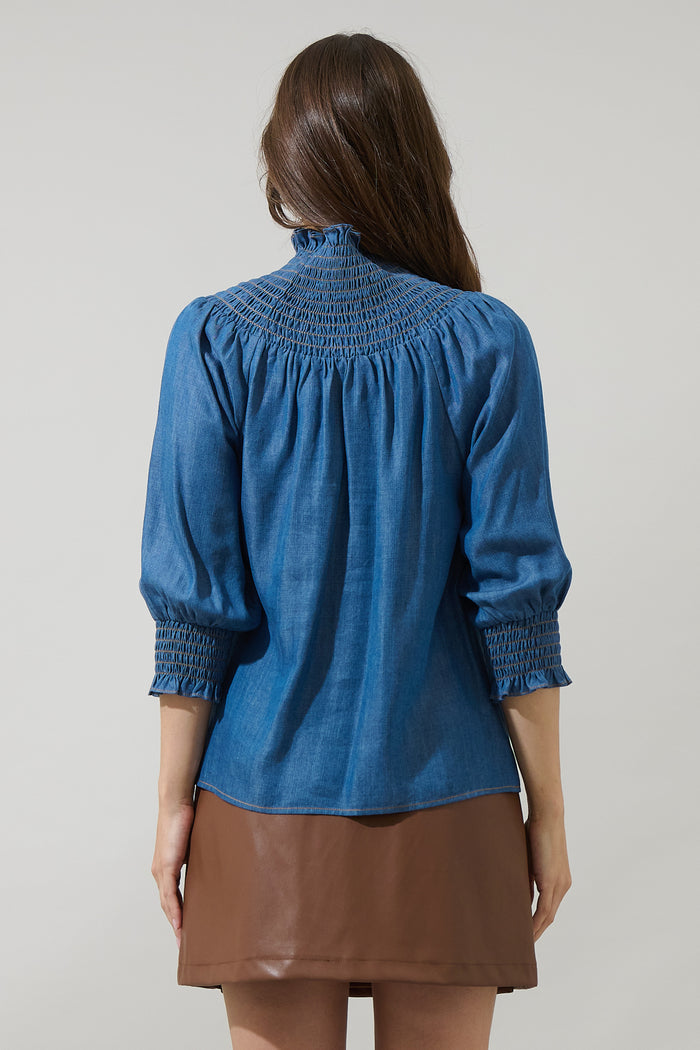 Juvia Chambray Verity Smocked Top