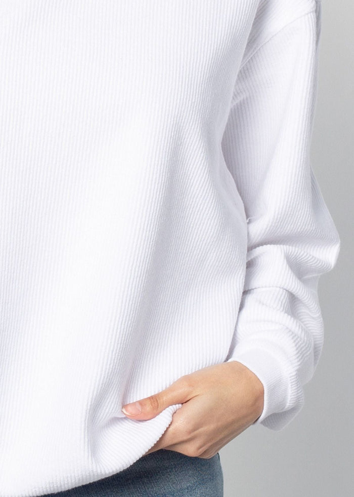 Kansas Jayhawks Women's Clubhouse Original Corded Crew in White