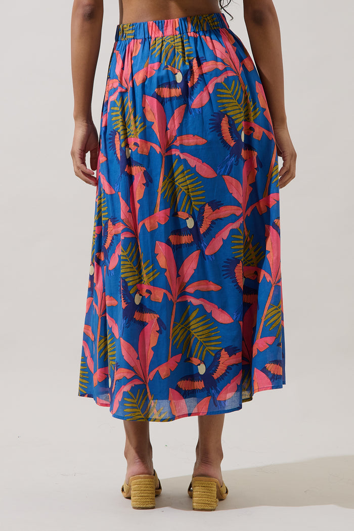 Kenera High Waist Midi Skirt Tropical