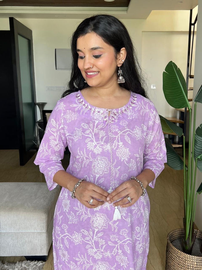 Khushi Everyday Cotton Kurta- Purple
