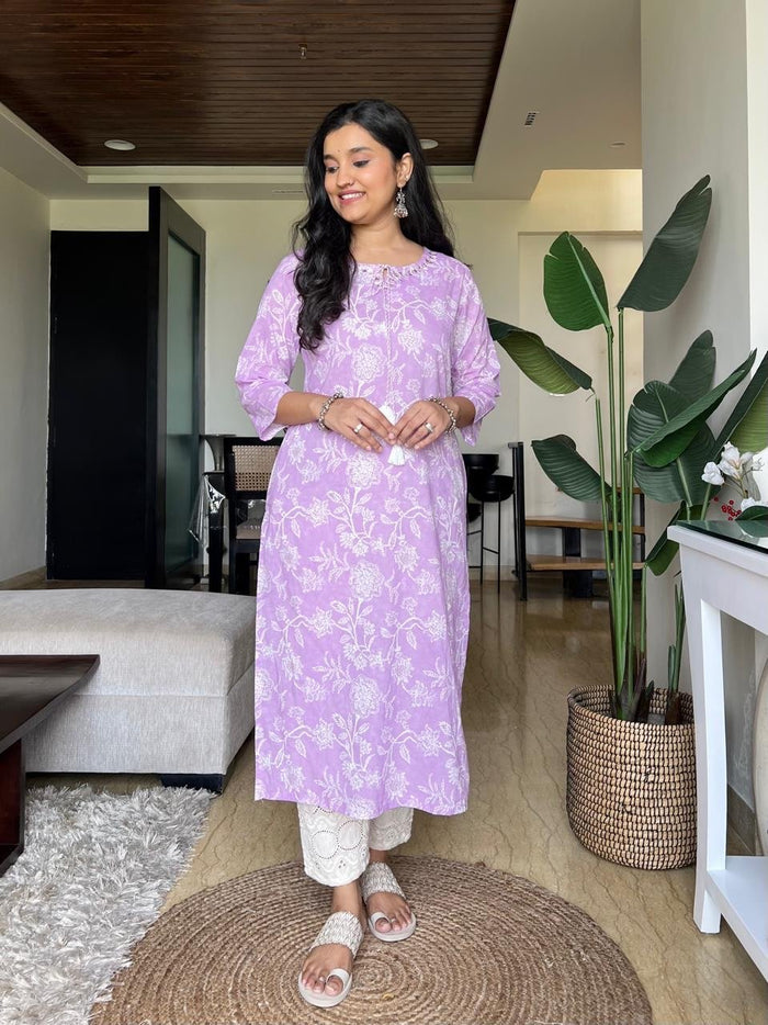 Khushi Everyday Cotton Kurta- Purple