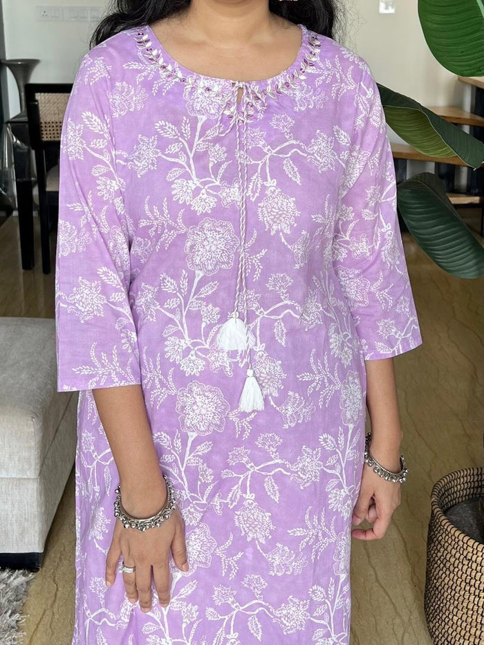 Khushi Everyday Cotton Kurta- Purple