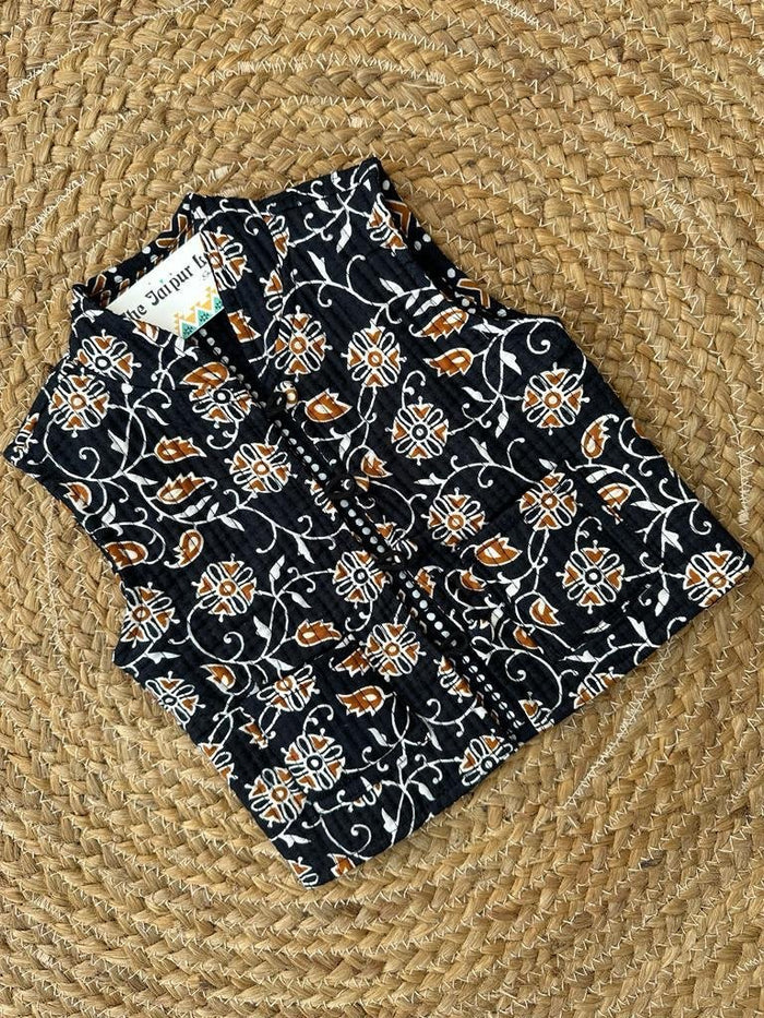 Kids??Black Jaal Reversible Quilted Jacket