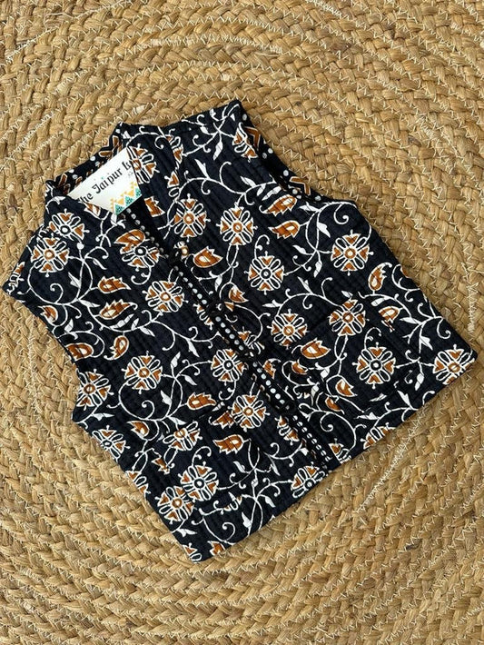 Kids??Black Jaal Reversible Quilted Jacket
