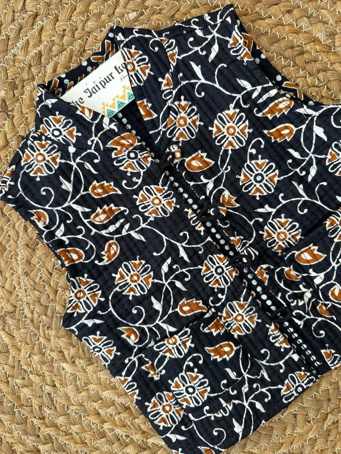 Kids??Black Jaal Reversible Quilted Jacket