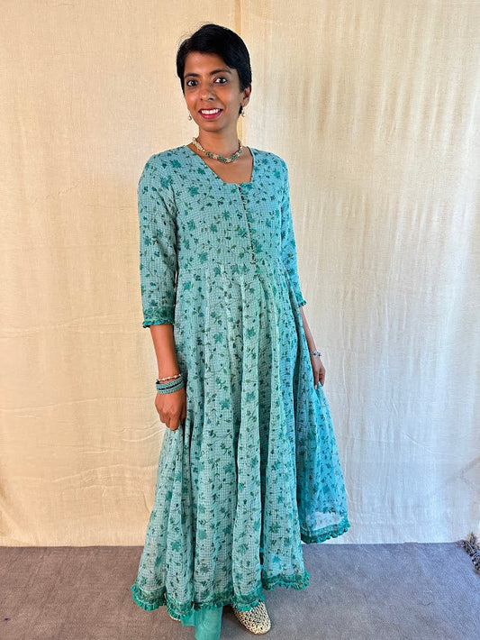 Kota kalidar kurta teal