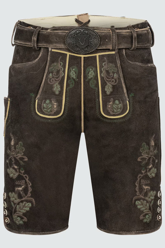 Kruger Men's Lederhosen "Adreon" (brown) with Belt