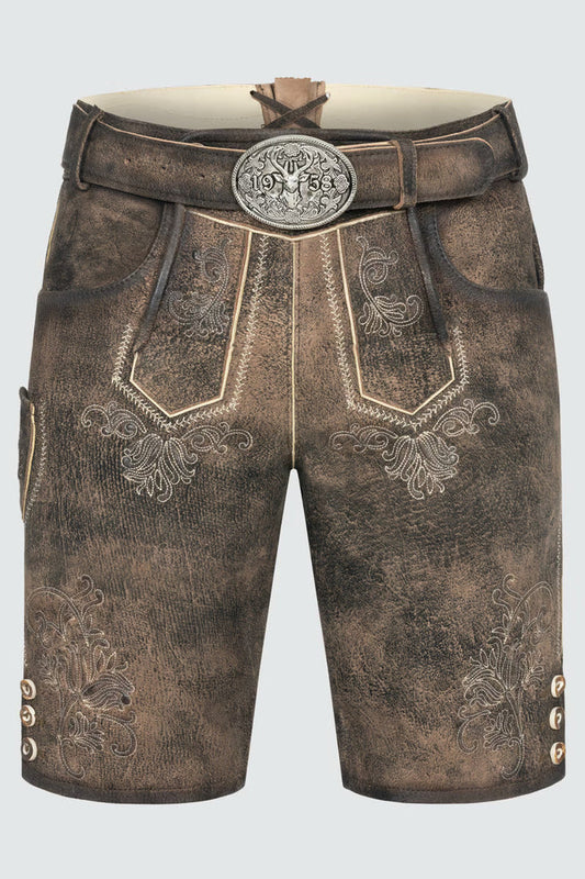Kruger Men's Lederhosen "Arijus" with belt - Brown