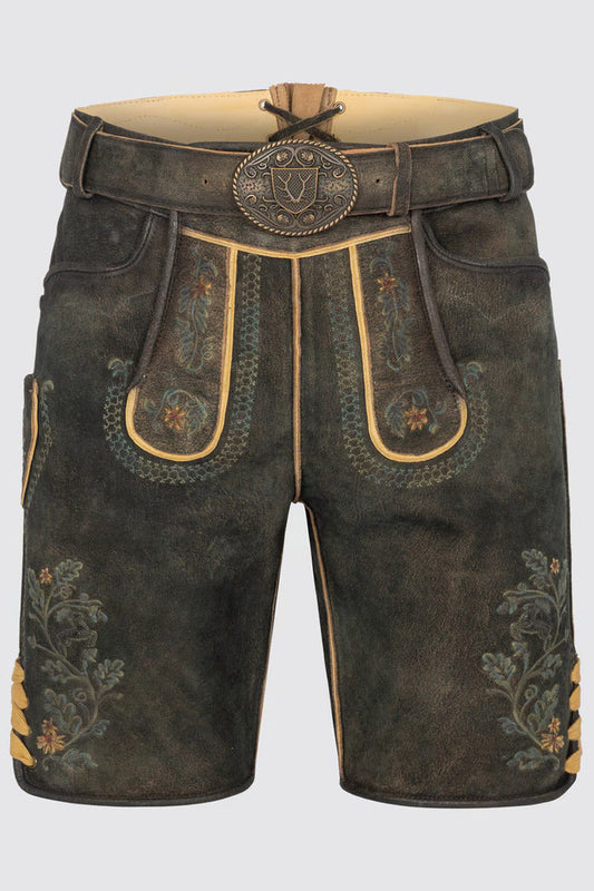 Kruger Men's Lederhosen "Charlie" with belt - Brown