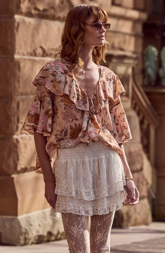 Labyrinth Lace Mini Skirt - Cloud Cream