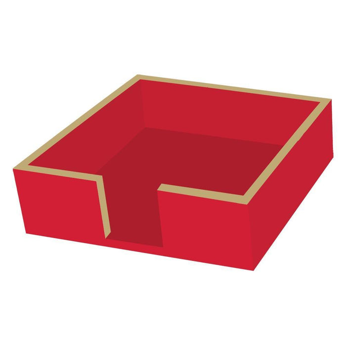Red Lacquered Wood Beverage Napkin Holder