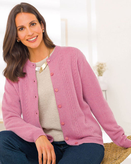 Lambswool Cable Cardigan - Nougat - The Classic Boutique