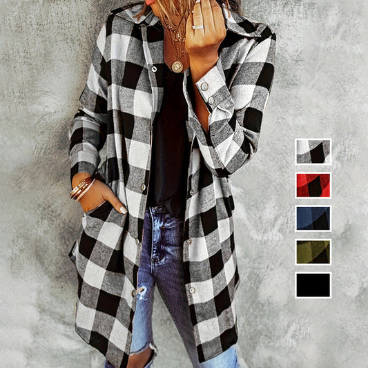 Larissa - Veste Chemise Longue à Carreaux Élégante