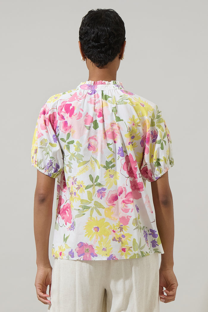 Leonie Floral Lena Split Neck Top