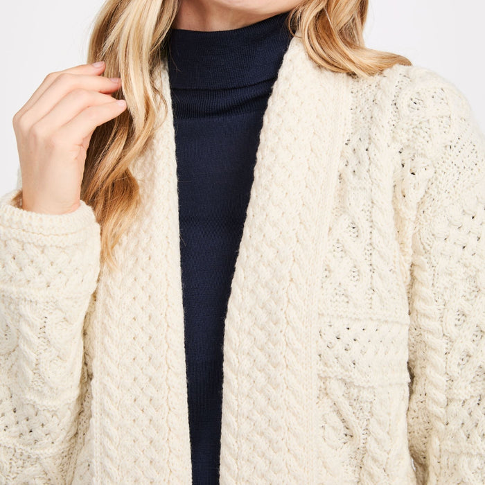 Liffey Ladies Natural Aran Shawl Cardigan