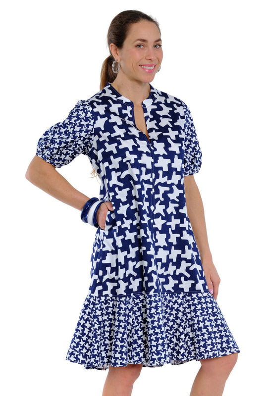 LIOR Women’s Houndstooth Print Dress for Women with Tier Bottom - "Monica"