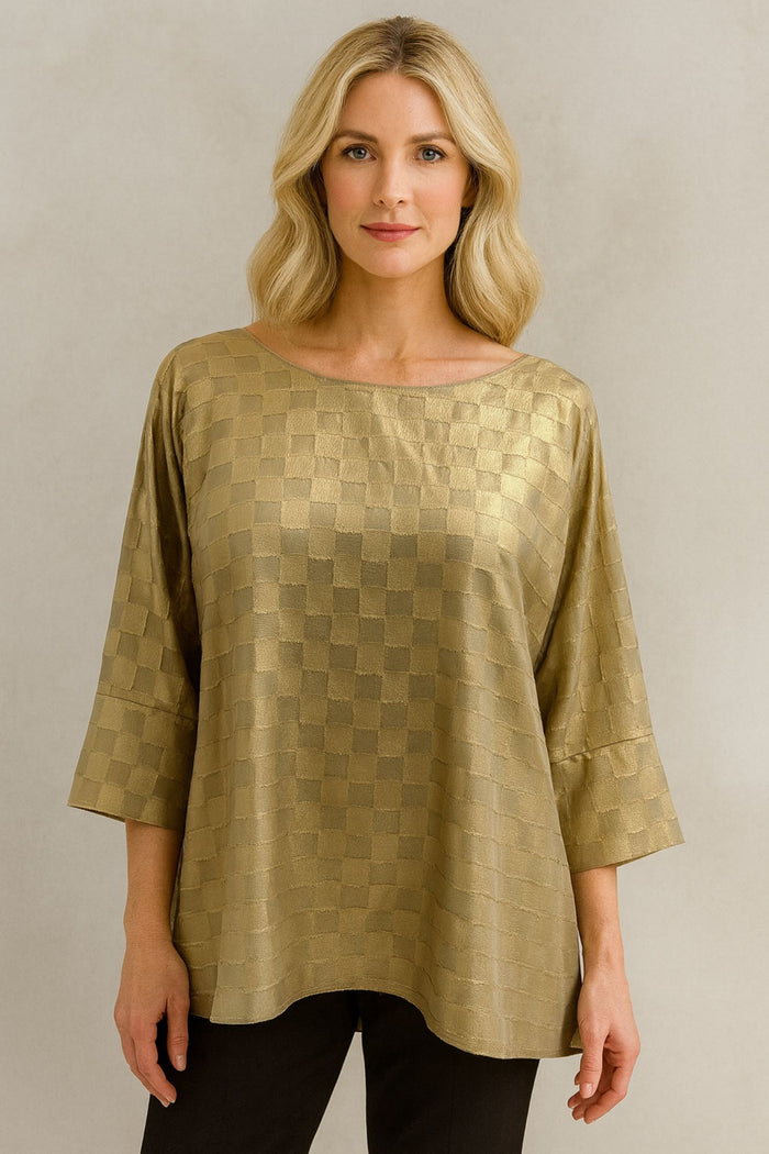 LIOR Women's Sparkling Gold Sheer Blouse One Size Fits All - "S1008-A200"