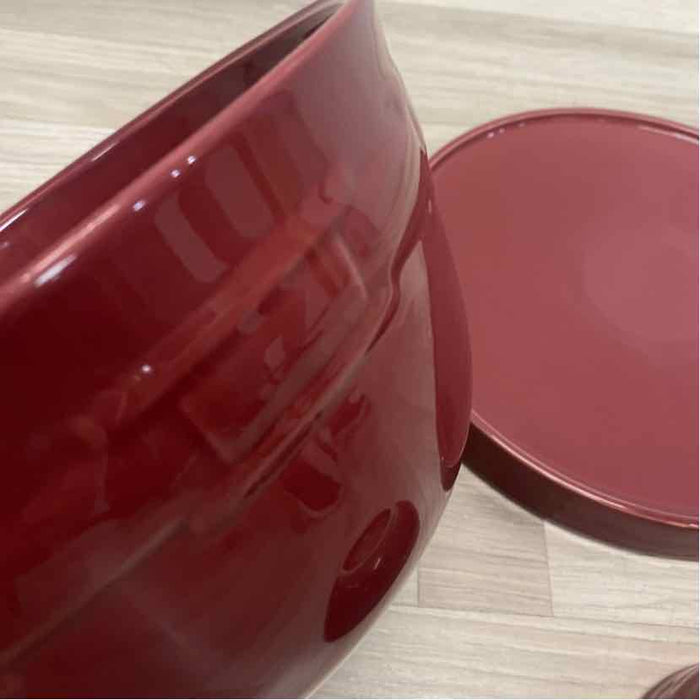Longaberger Pottery Paprika Ceramic Covered Cave Relish Tray